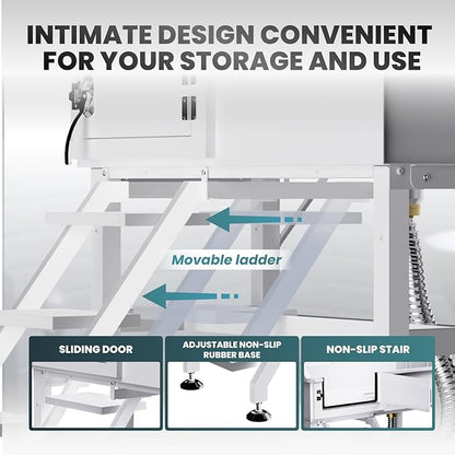 38" Dog Washing Station, Professional Stainless Steel Dog Bathing Station Dog Bathtub for Large & Medium Dog, Height Adjustable Dog Grooming Tub with Storage Basket, Movable Stair (Left Stair)