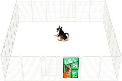 FXW Rollick Unleashed Dog Playpen for Indoor, Yard, RV Camping, 45 inch 24 Panels for Large Dogs, White│Patented