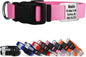GoTags Personalized Dog Collar with Nameplate, Adjustable Dog Collar with Custom Engraved Slide On Pet ID Tag in Stainless Steel, Silent, No Noise Dog Tag for Large Medium and Small (Pink, Medium)