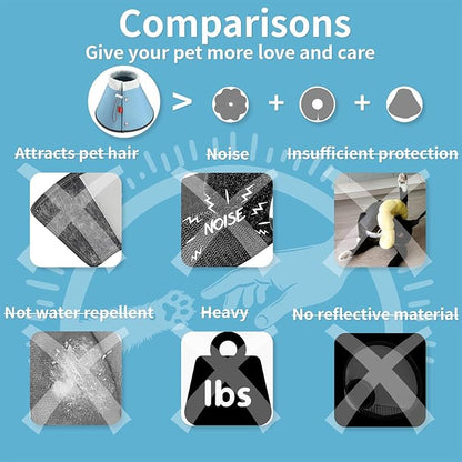 Agape Soft Cone for Cats & Small Dogs, Comfy Pet Cone to Stop Licking, Adjustable Cat E Collar Alternative After Surgery, Protective Elizabethan Collar for Pup & Kitty, Water Repellent Recovery Cone