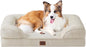 EHEYCIGA Orthopedic Dog Beds for Large Dogs, Waterproof Memory Foam Large Dog Bed with Sides, Non-Slip Bottom and Egg-Crate Foam Pet Couch Bed with Washable Removable Cover, Beige