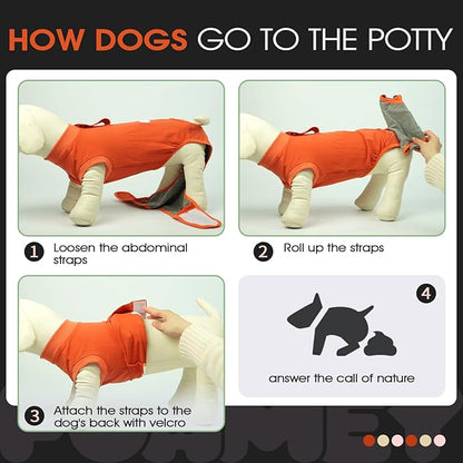 FUAMEY Dog Recovery Suit Male,Dogs Surgery Neuter Suits Puppy Spay Shirts for Female Protect Dog's Skin Anti Licking Abdominal Wounds Doggie Onesie Pet Bodysuit Alternative to Cone Orange XL