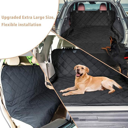F-color SUV Cargo Liner for Dogs, Upgraded Extra Large Water Resistant Pet Cargo Cover Dog Seat Cover Mat for SUVs with Bumper Flap Protector, Non-Slip, Wear-Proof, Universal Fit, Black