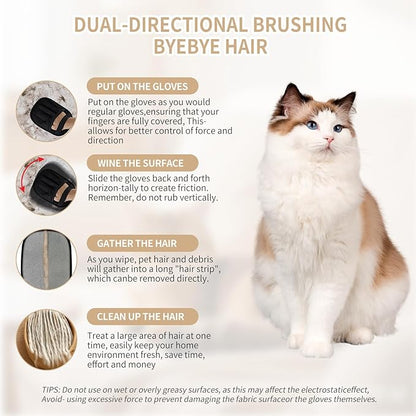 2𝑷𝒄𝒔 Pet Hair Removal Glove for Cats & Dogs, Newly Pro Five-Finger Electrostatic Pet Hair Remover Gloves, Reusable & Washable Magic Brush Pet Hair Removal Tool for Couch, Clothing, Carpet, Car Seat