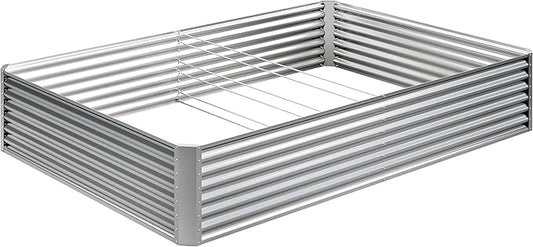 EKX 8x4x2FT Galvanized Raised Garden Bed, Raised Garden Bed Kit-Metal Planter Box Outdoor,Planting for Vegetables, Fruits,Herbs, Flowers-Slive
