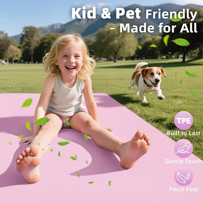 Extra Large Yoga Mat - 72"x35", 72"x48", 78"x57" - Wide TPE Exercise Mat for Home, Stretching, Couples & Family Workouts - 6-12mm Thick, Non-Slip & Waterproof - with Carry Bag and Straps