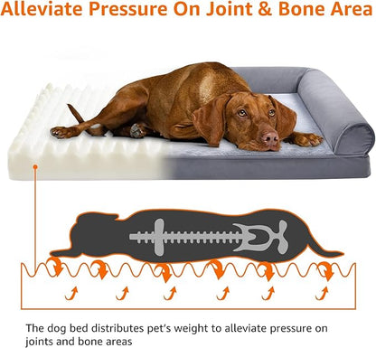 Amazon Basics Living Room Couch Dog Bed with Premium Foam, Pressure-Relief Support for Dogs up to 30lbs, Machine Washable Cover, Medium Sized (30" x 20"), Grey