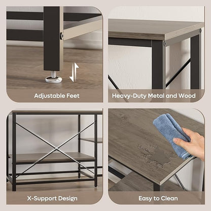 55 Gallon Fish Tank Stand with Charging Station, 49.2x13.8 Metal Aquarium Stand with 3-Tiers Adjustable Storage Shelves, 6-Legs Reptile Terrarium Stand, 700 LBs