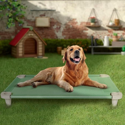 Acrimet Cooling Elevated Pet Dog Bed, Washable and Breathable Mesh Cot, Stainless Steel Frame, Indoor & Outdoor Use, fits Dogs up to 110 lbs (Size: 40” x 24”), Green, 1 Unit