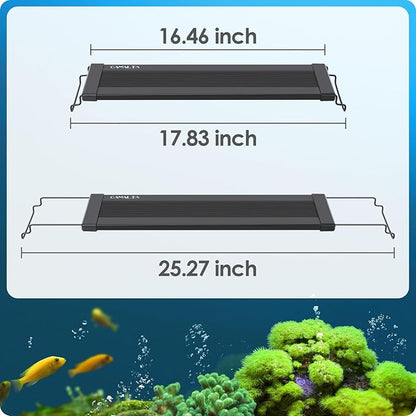 Aquarium Light, 18W 24/7 Natural Mode Aquarium Light, Sunrise/Daylight/Moonlight Mode and Custom Mode with Expandable Bracket, Adjustable Timer and 7 Color Brightness for 18~24IN Fish Tank