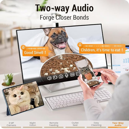 5L Automatic Cat Feeder with 2K HD Camera: 5G WiFi Automatic Dog Feeder with Night Vision,Cat Food Dispenser with Freshness for Multiple Pets,Detachable for Easy Clean-21 Cup (Sealed Outlet)