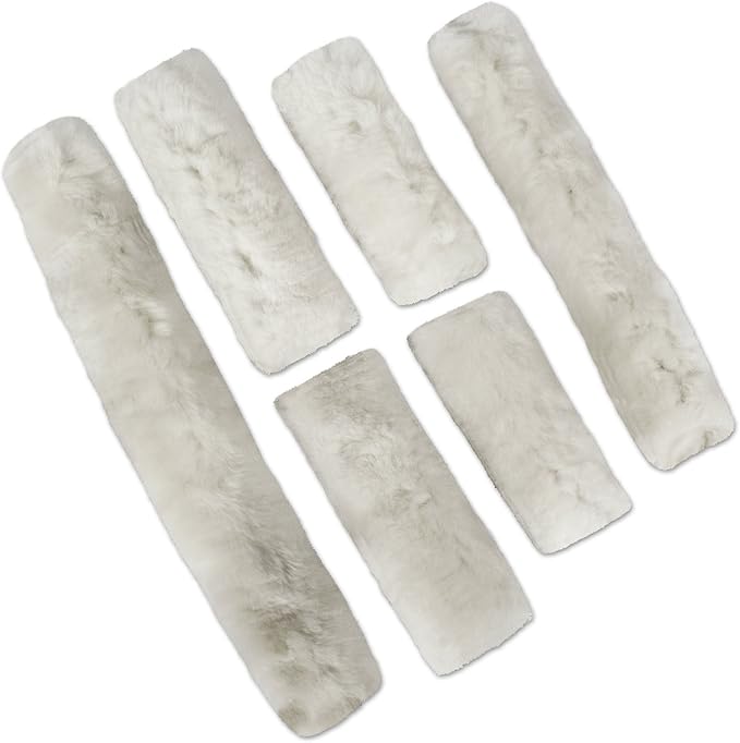 ECP Equine Comfort Products Merino Sheepskin Halter Fleece Set for Horses, 100% Natural Wool, Chafe Protection, Breathable Relief & Cushioned Comfort, Machine Washable, 6-Piece Set