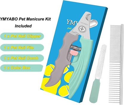 Dog Nail Clipper,Pet Nail Trimmers Safety Guard to Aviod Over Cutting,Puppy Cat Claw Trimmer,with Free Dog Comb & Nail File, Sharp Grooming Clipper, Great for Thick Toenail, Green