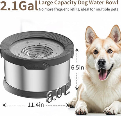 8L Dog Water Bowl 270oz Super Large Capacity No Spill Water Bowl for Dogs Stainless Steel Dog Bowls for Large Dogs No Splash Dog Water Bowl with Anti-Slip Mat for Messy Drinkers