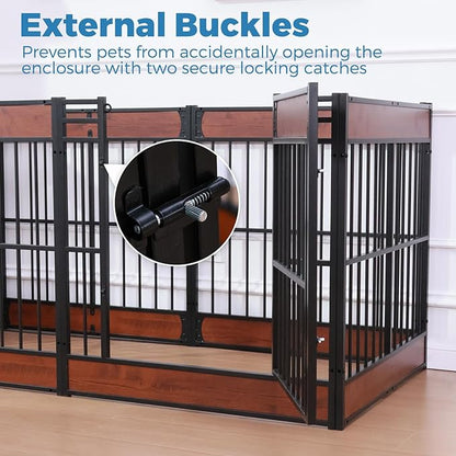 Dog Playpen, 35.4" Height Dog Pen Indoor, Heavy Duty, Safe and Sturdy, Furniture Style Puppy Pen