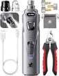 Dog Nail Grinder with 2 LED Lights Powerful 2 Speeds Super Quiet Dog Nail Trimmers with 3 Grinding Wheels Rechargeable Pet Dog Nail Clippers for Large Medium Puppy Dogs Dog Nail File Cat Nail Clipper
