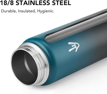 Enerbone 32 oz Insulated Water Bottle, Stainless Steel Bottle with Carrying Strap, Double-Wall Vacuum Insulation Design, Leakproof Sports Bottle with Straw, Keep Drinks Cold or Hot for Hours