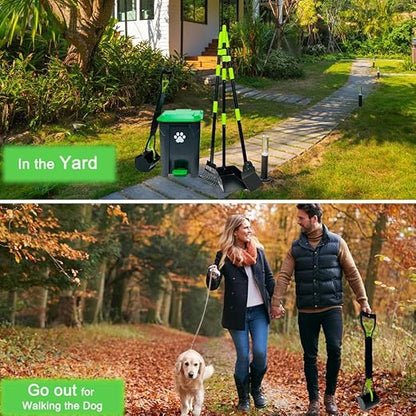 20L/5Gallon Dog Poop Trash Can Outside with Pooper Scooper & 50 Waste Bags- Outdoor Dog Poop Trash Can with Lid, Foot Pedal and Removable Inner Bin Waterproof and Odor Control