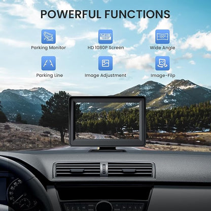 5'' HD 1080P Backup Camera, Backup Camera for Car, Reverse Rear Camera with Night Version 130° Wide Angle, Waterproof, Strong Signal for Car, Van, Truck, Trailer