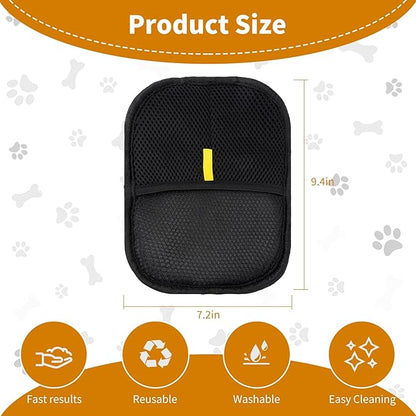 2PCS Electrostatic Pet Grooming Gloves, Reusable Hair Remover for Dog Cat Fur on Clothes Furniture Car Seat/Green