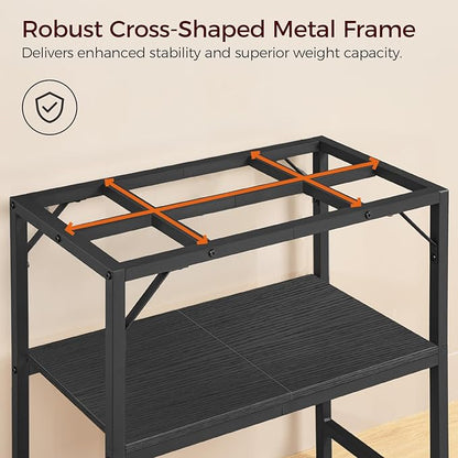 20 Gallon Fish Tank Stand, Aquarium Stand with 2-Tier Storage Shelves, Heavy Duty Breeder Turtle Terrarium Stand Rack for Home Office, 24.0" L x 11.8" W x 24.4" H, Black FTBK2001