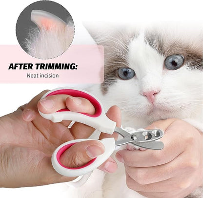 2 PCS Bearded Dragon Nail Clippers, Cat Nail Trimmer, Stainless Steel Cat Claw Clippers, with (White + Pink) Files * 2, Suitable for Reptiles, Novice Pet Families (Orange + Rose Red)