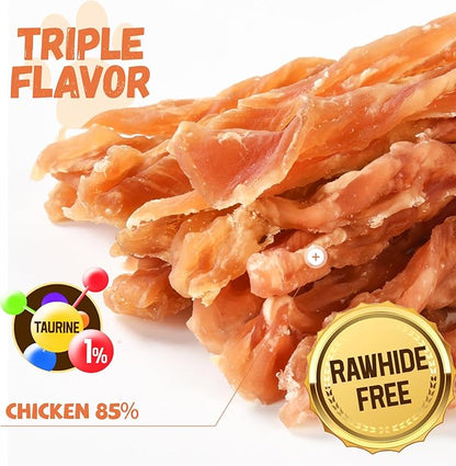 Dog Treats Chicken Jerky Strips for Dogs, Natural Healthy Dog Jekry with Taurine, Real Chicken Twists High Protain Low Fat, Training Rewards Treats for Small Medium Large Dogs 10.6 oz