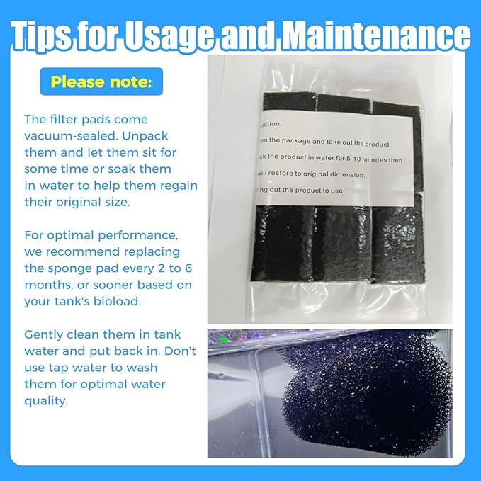 AQUANEAT 6-Pack Pre-Filter Sponge for Aquarium Shrimp Fry Fish Tank Filter 1” Intake, Replacement Foam Cover