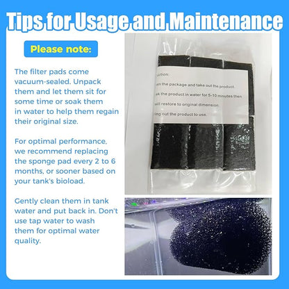 AQUANEAT 6-Pack Pre-Filter Sponge for Aquarium Shrimp Fry Fish Tank Filter 1” Intake, Replacement Foam Cover