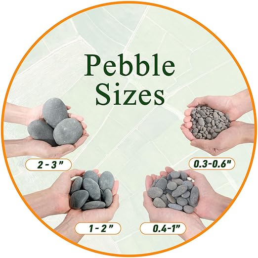45 LB Mexican Beach Pebbles, 0.4-1 Inch Natural Unpolished Bulk Rocks, Decorative River Rocks for Landscaping Garden Paving Plant, Rocks for Walkways and Outdoor Decorative Stone, Grey