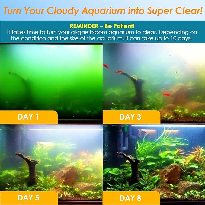 AquaMiracle Aquarium Filter with U - V Light & Pre-Filter Sponge, Fish Tank Filter with Timer for Green Water, Green Clean Machine Turtle Filter with Aeration for Aquarium and Pond 70-100 Gallon