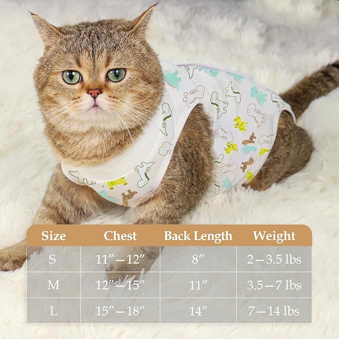 ANWA Cat Recovery Suit - Breathable Cat Onesie for Cats After Surgery Female, Kitten Surgery Recovery Suit Female Abdominal Wounds