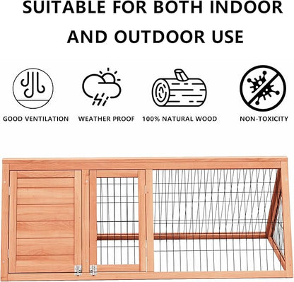 A-Frame Quail Coop,Wooden Quail Cage Indoor Outdoor,Triangle Rabbit Hutch with 2 Doors & Ventilating Wire for Small Animals,Sold by XilishppEcxEco (Ntural Wood)