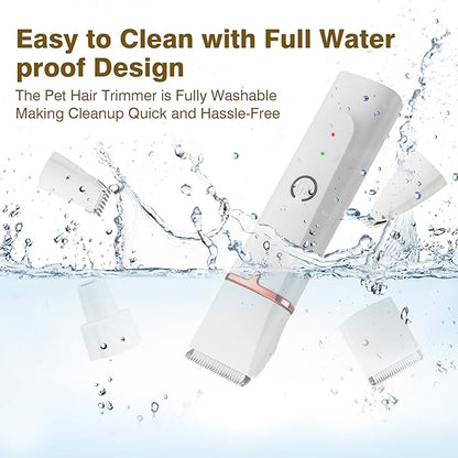 2025 New Petium 4-in-1 Dog Grooming Clippers Kit-Quiet Dog Nail Grinder & Paw Trimmer,Low Noise Cordless Pet Shaver for Small Dogs & Cats,USB-Rechargeable, 6 Guide Combs