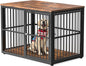 43'' Dog Crate Furniture with 3 Doors, XL Wooden Crate End Table Heavy Duty Indoor Puppy Cage for Medium to Large Dogs, Multiple Units Can be Combined