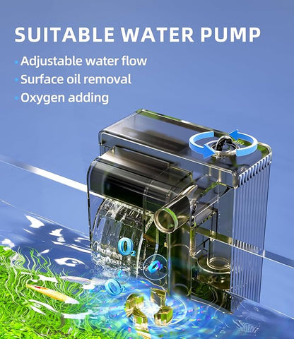 3 Gallon Fish Tank Aquarium Kit with Filter, LED Light with Timer, Siphon Vacuum Cleaner, Lid, Self-Cleaning Glass Rimless Betta Tank