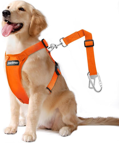 Dog Seat Belt, Safety Vest Dog Car Harness with Adjustable Buckle Dog Seat Belt for Vehicle Nylon Pet Safety Seat Belts Heavy Duty(XL, Orange)