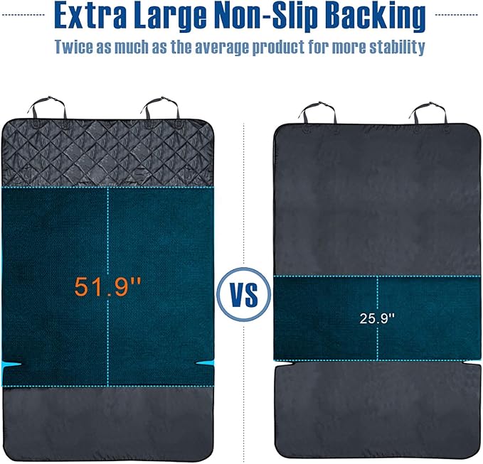 F-color SUV Cargo Liner for Dogs, Waterproof Pet Cargo Cover Dog Seat Cover Mat for SUVs Sedans Vans with 2 Large Pockets, Non-Slip, Large Size Universal Fit, Black