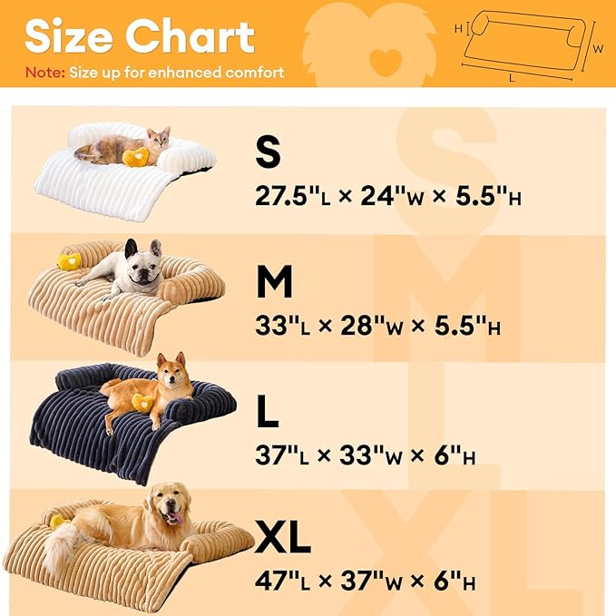 FUNNY FUZZY Pet Couch Cover for Sofa, Calming Dog Bed for Couch, Fluffy Plush Cat Bed Mat for Furniture Protector for Small Dogs and Kitten, 27×24 in, Pink