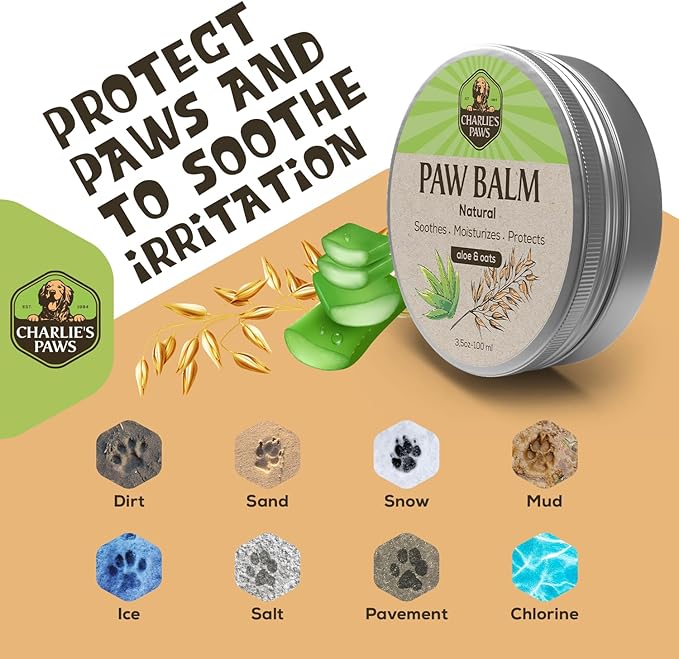 2 Pack Paw Balm 100% Natural Oil Aloe Oats Vanilla for Dog and Cat Paw Pad Balm Dog Nose Balm Paw Moisturizer Wax for Dog Pet Puppy Protect Dry Cracked Paw Foot Heals Restores Paw Elbows 3.5 Oz