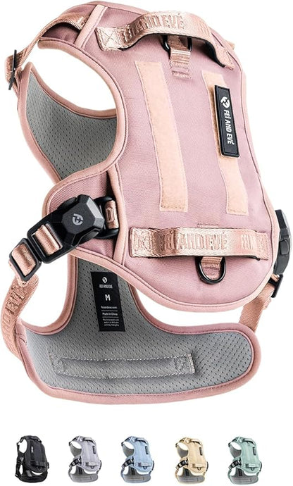 2025 New Edition, Fei & Eve MagEase Dog Harness - 3-Second Magnetic Buckles | 3-Point No-Pull Control | Heavy-Duty 900D Nylon | Dual Safety Handles | Breathable Mesh | Adjustable Fit | X-Large, Pink