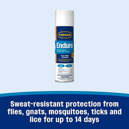 Farnam Endure Sweat-Resistant Fly Spray for Horses, Protects Against Lyme Disease, 15 oz