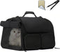 FUKUMARU Cat Carrier, 4 Mesh Windows Small Dog Carrier, 4 Storage Pockets Cat Travel Bag, Under 15 lb Airline Approved Pet Carrier, Rollable Cover for Nervous Cats, Black