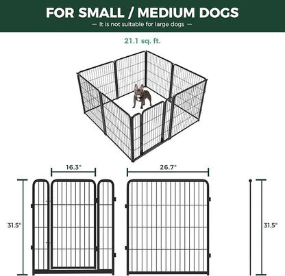 FXW Homeplus Unleashed Indoor Dog Playpen - Stress-Free and Safe Play, Heavy Duty 32 Inch 8 Wire Panels Dog Pen for Small and Medium Dogs, Black│Patented