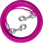 Dog Tie Out Cable 10/15/20/25/30 FT Runner for Yard Steel Wire Cable with Durable Superior Clips Pink Chains for Outside Dog Lead for Large Up to 165 Lbs