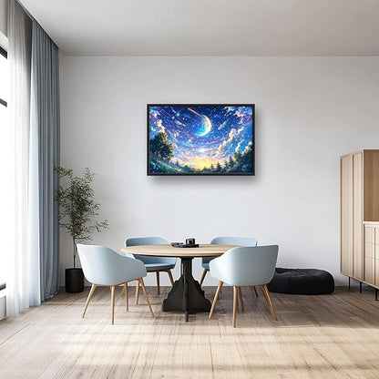 Framed Large Anime Sky Wall Art for Living Room, Oversized Fantasy Night Sky Forest Wall Decor Nature Canvas Painting Modern Artwork Home Decoration for Living Room Bedroom Office 36"x24"