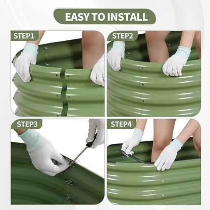 Galvanized Raised Garden Bed Outdoor- Raised Beds for Gardening| Metal Planter Box, Steel Raised Garden Bed Kit with Safety Edging and Gloves for Vegetables, Flower, Herbs (4x2x1FT, Green)