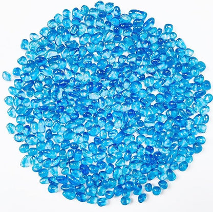 0.88LB Blue Fish Tank Gravel Aquarium Glass Stones Sea Glass Pebbles Aquarium Gravel Rocks Fish Tank Rocks, Beads Pebbles Rock Sand Glass Gems Stones for Vase Filler Fish Turtle Tank Decoration