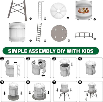 109PCS Farm Animals Toys Set Comes with Barn, Rice Storehouse, Rice Trolley, Milking shed, Farmer, Fence - Playset for Kids Toddlers Boys Girls 5+ Years Old