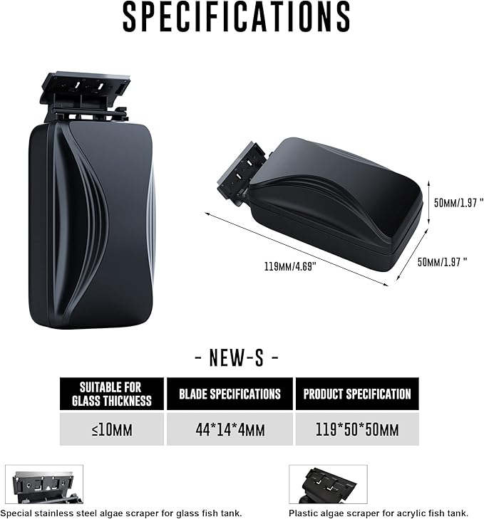 Aquarium Super Strong Magnetic Cleaner Glass Fish Tank Megnet Brush Algae with Scraper Floating Brush Small